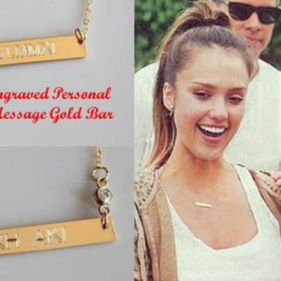 Sterling Silver Bar, Engraved Necklace, Personalized, Gold Bar necklace, Nameplate necklace, Mommy Heart Initial Monogram, Name Kardashian