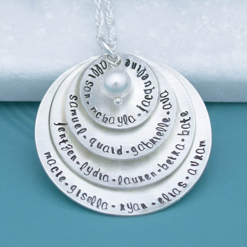 Grandma Necklace personalized Grandchild's custom engraved name birthstone 