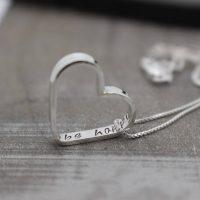 Sterling Silver Heart Charm Personalized Necklace - Monogram and Name Necklace