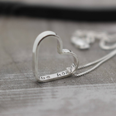 Sterling Silver Heart Charm Personalized Necklace - Monogram and Name Necklace