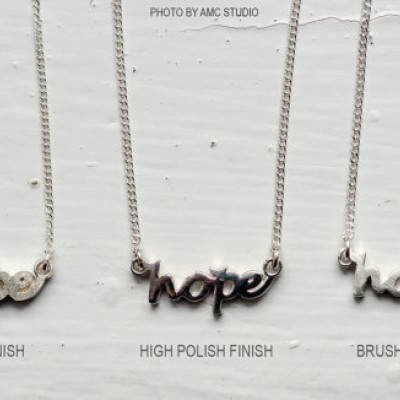 Sterling Silver Imagine Necklace Handwritten Necklace Inspirational Jewelry Word Necklace Imagine Pendant