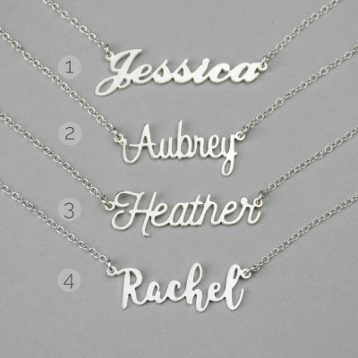 Sterling Silver Katie Name Plate Necklace, Custom Cut Name Necklace, Personalized Nameplate Necklace, Custom gift, Classic Name Necklace