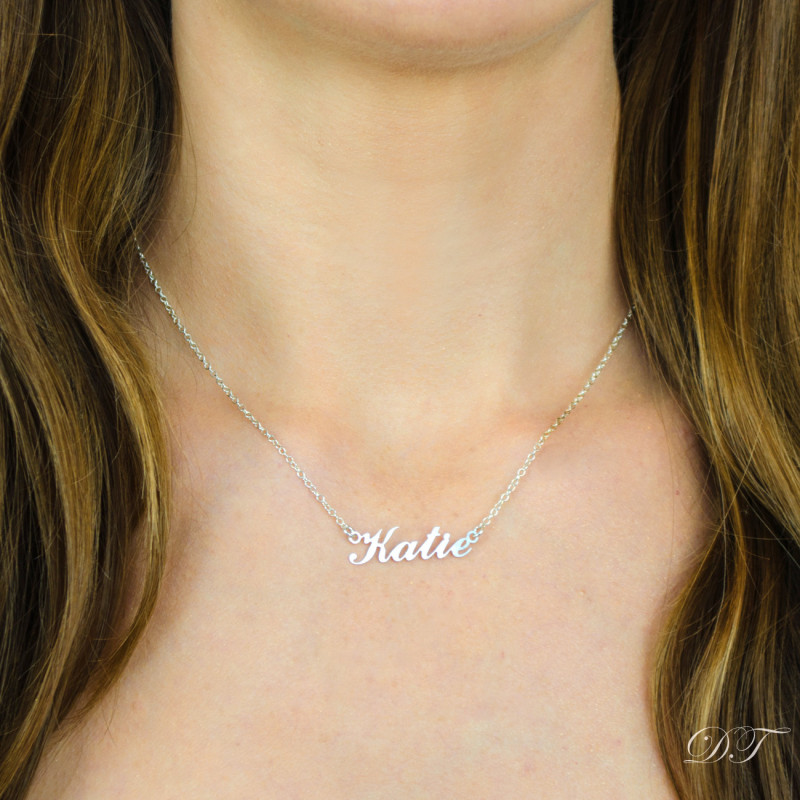 Personalized Sterling Silver Script any Name Plate Necklace w/ Free Chain 2020 