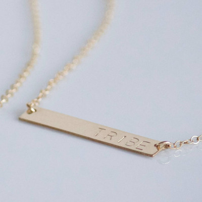 TRIBE Necklace /Stamped Bar Jewelry / Custom Necklace / Gift Idea / Everyday Jewelry / Girlfriend Necklace / Bridesmaids Gift Idea