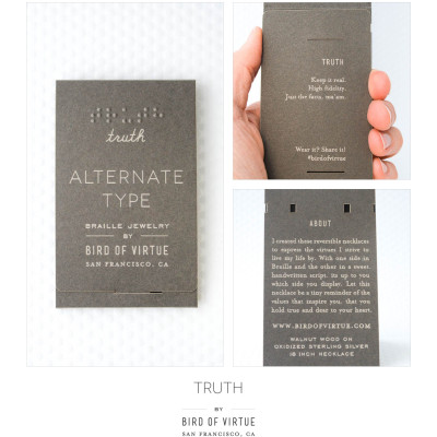 TRUTH Braille Necklace : Modern / Minimalist / Message / Virtue