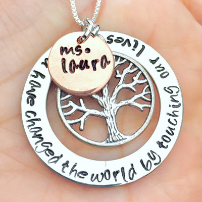 Teacher Gift, Teacher Necklace, You Have Changed The World By Touching Our Lives, Teacher Thank You Gift, Natashaloha