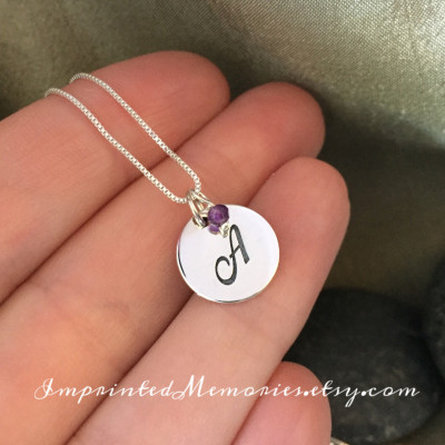 Thank you gift for friend - Baby Shower Hostess Gift Bridal Shower Hostess Gift Host Maid of Honor Gift Sterling Silver Birthstone Necklace