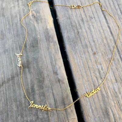 Three Names Necklace / Personalized Gold Stacked 3 Names Necklace / Silver Name Necklace / Gold Multiple Name Necklace/ Valentine's Day Gift
