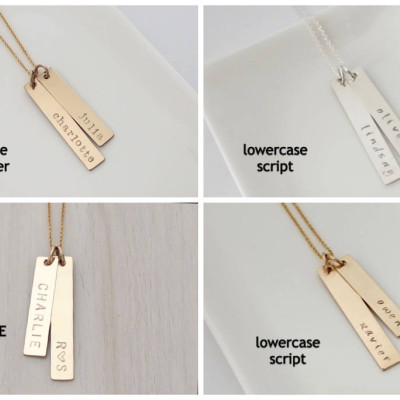 Three Vertical Bars Necklace in Gold or Silver - Personalized Three Name Necklace - Gold Name Necklace - Mom Necklace - Gift for Mom