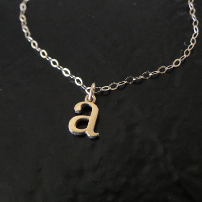 Tiny Lowercase Initial Necklace, Personalized Necklace, Your Letter - 18k SOLID Gold Ultra Feminine Initial Necklace by Theresa Mink