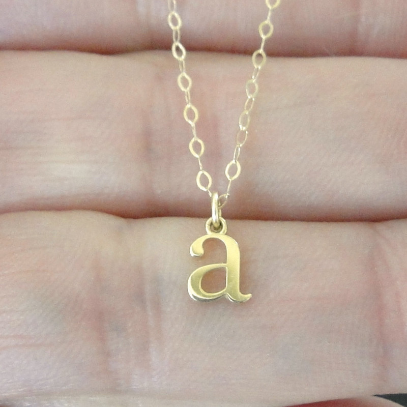 Tiny Lowercase Initial Necklace Personalized Necklace Your Letter 14K SOLID Gold Ultra Feminine In 182401390 2