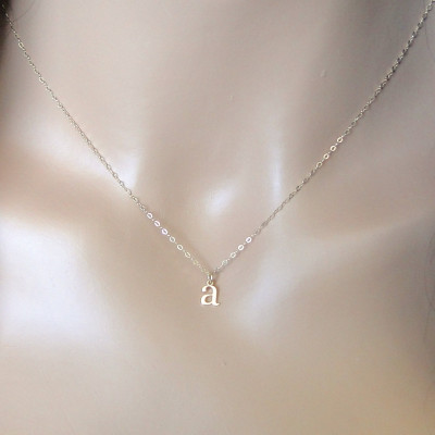 Tiny Lowercase Initial Necklace, Personalized Necklace, Your Letter - 18k SOLID Gold Ultra Feminine Initial Necklace by Theresa Mink