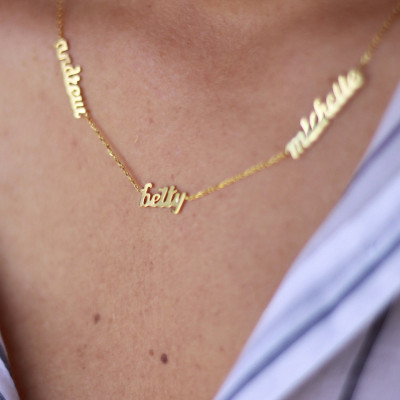 Tiny Silver Name Necklace / Gold Multiple Name Necklace / Name Necklace / Three Name Necklace / Sterling Silver / Family Necklace