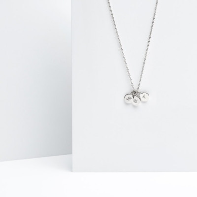 Tiny Three Disc Initial Necklace - Personalized Charm Pendant - Sterling Silver - Engravable Gifts - Simple Minimalist Jewelry LITTIONARY