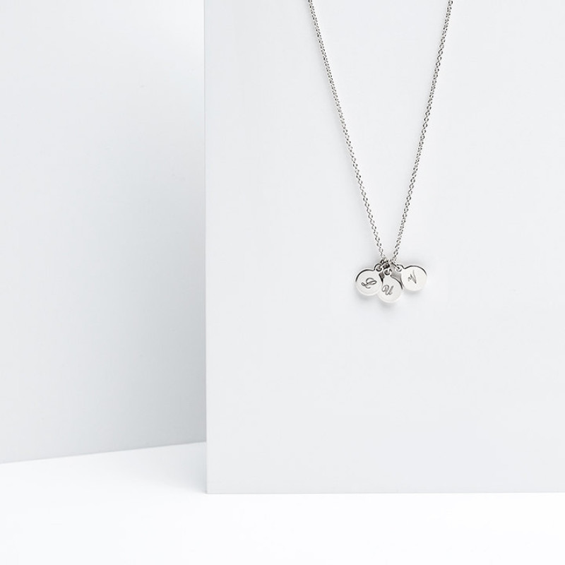 Tiny Three Disc Initial Necklace - Personalized Charm Pendant