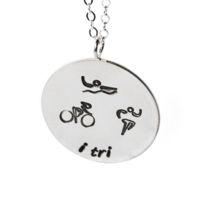Triathlon Necklace, Sterling Silver i tri necklace engraved triathlon necklace custom race necklace swim bike run necklace triathlon jewelry