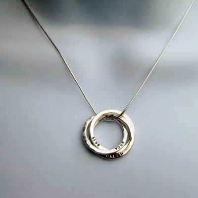 Triple Ring Necklace - Sterling Russian Ring Necklace, Personalized, Stamped