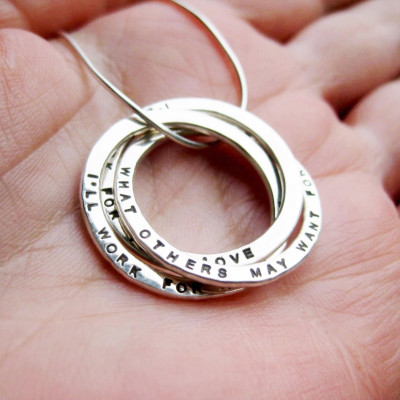 Triple Ring Necklace - Sterling Russian Ring Necklace, Personalized, Stamped