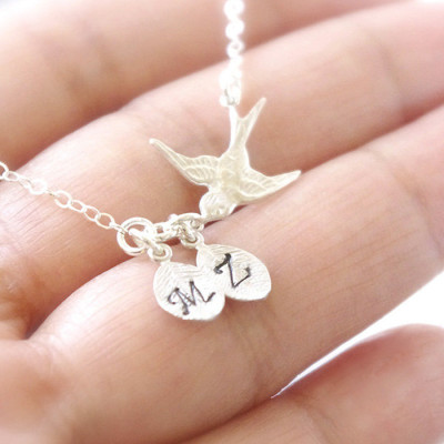 Two Initial Necklace, Personalized Necklace, Initial Necklace Silver, Friendship Necklace, Hand Stamped Custom Necklace, Initial Jewelry