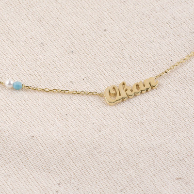 Two Name Necklace | Double Name Necklace | Gemstone Name Necklace| Kids Name Necklace | 2 Names Necklace | Personalized Gift | Gift For Her