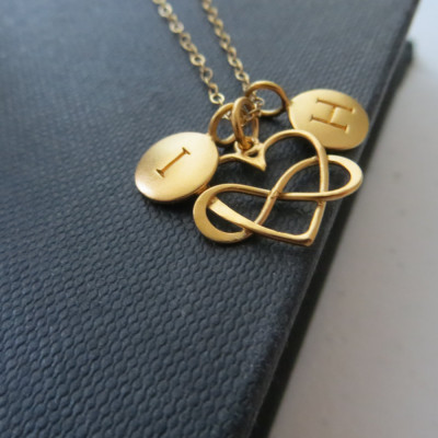 Valentines day Gift for wife from husband, infinity heart initial necklace, personalized gift, couple jewelry, valentines day gift for her