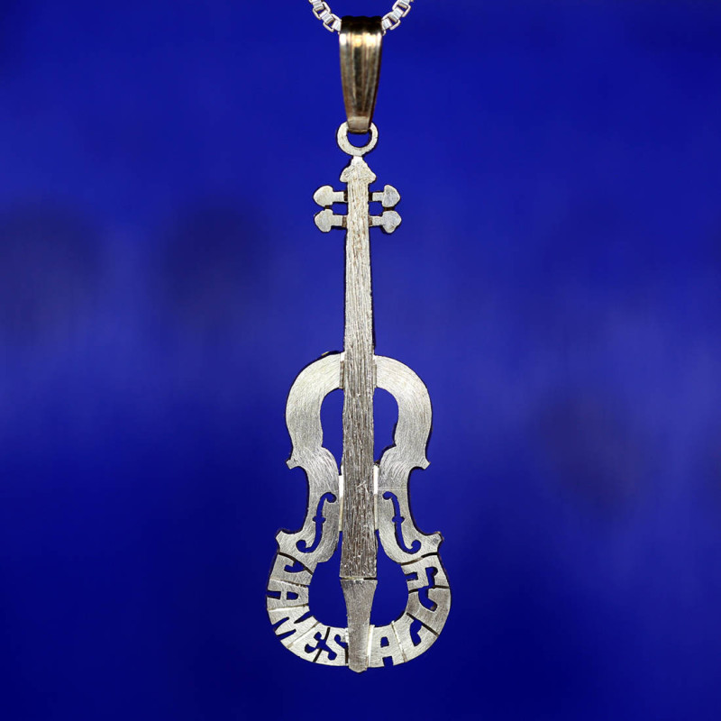 Violin Pendant Jewels Obsession Silver Viola 14K Yellow Gold-plated 925 Silver Viola Violin Pendant 