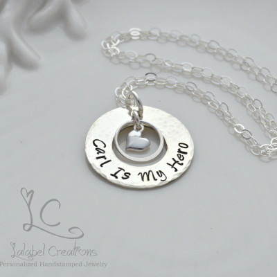 Washer Necklace Personalized Necklace with Childrens Names, Hand Stamped Necklace for Mom Christmas Gift Personalized Jewelry Sterling