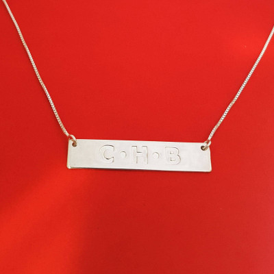 White gold bar necklace stamped bar necklace pendant bar necklace 18kt gold bar necklace