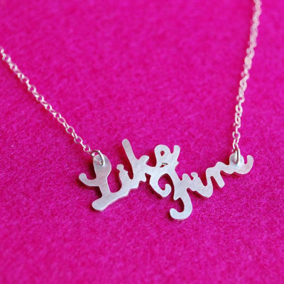 Word Necklace: Like Fire--Hand Cut Recycled Silver on Chain