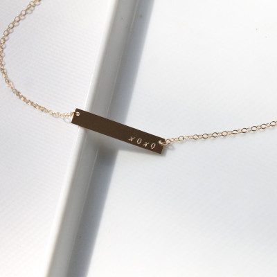 XOXO Necklace - LOVE Necklace - Stamped on 18k gold or Sterling Silver Bar
