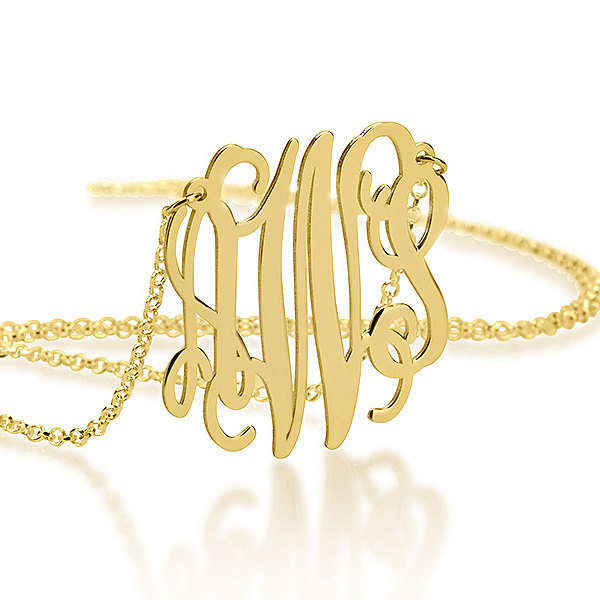 XXL Monogram Necklace 2 Inch - 18K Gold Plated - Statement Personalized Gift