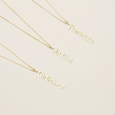 You Can Necklace - Feminists Jewelry - Custom Word Necklace - Personalized Name Necklace - Minimal Custom Name Necklace - PN01F111