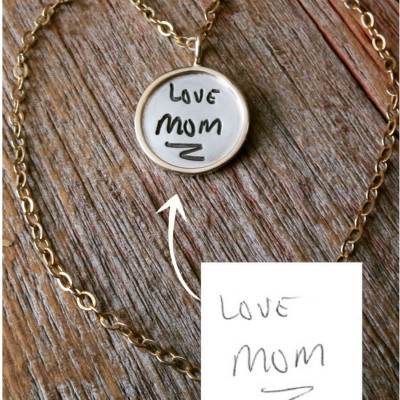 Your Handwriting Necklace - custom engraved signature necklace - actual handwriting name charm - gold, silver