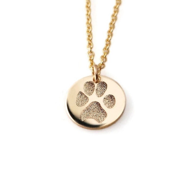 Your pet's actual paw or nose print custom personalized pendant necklace Sterling silver or 18k Gold Plated. Various diameters available