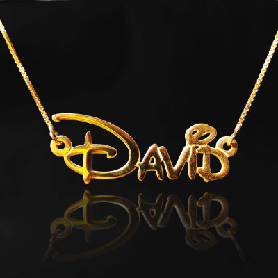 gold 18k disney font necklace with name disney custom name Disney Adventure Name Necklace Disney Style Font Men Women Unisex Style Personalized Disney Jewllery