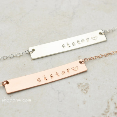 lil sis necklace, big sis necklace, Personalized Bar Necklace, gold bar necklace, little sister, lil sis, big sis, big sister LA104