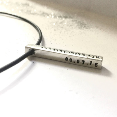 mezuzah necklace - So simple modern beautiful sterling silver bar on sterling ball chain or black leather cord - great gift him - by SimaG