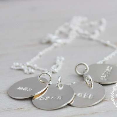 mothers necklace | mommy jewelry | 4 kids names | four names | name tags | mothers days gift | gift for mom | push present | mom of 4