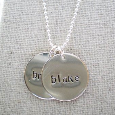 name tag jewelry, personalized 2 names mothers necklace, gift for mom, grandmothers necklace, 2 kids names necklace, malisay designs