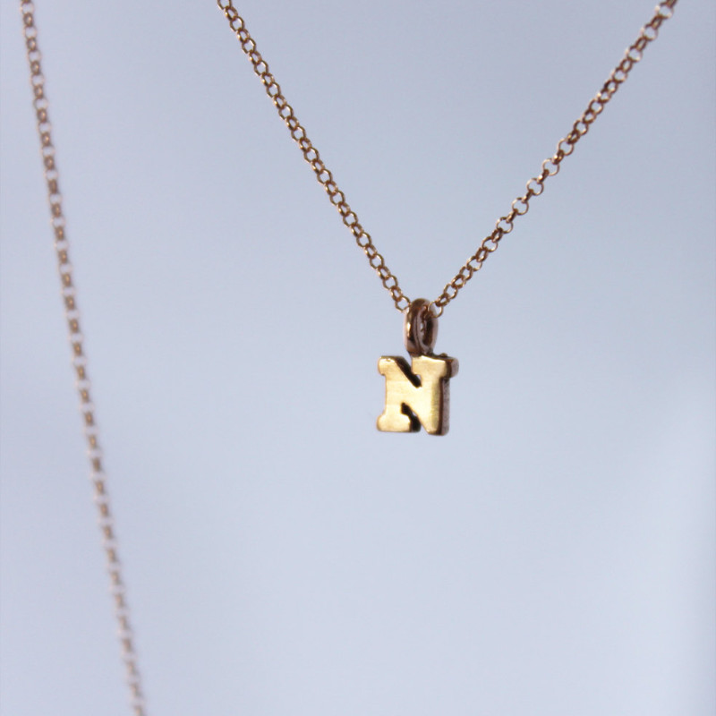Gold Vermeil Black Cameo Initial Necklace | Vintouch Jewels