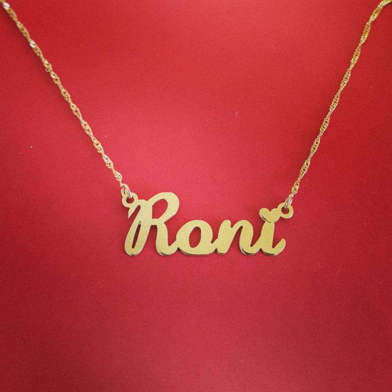 14k Gold Name Necklace Gold Name Chain Name Necklace Real Gold Necklace