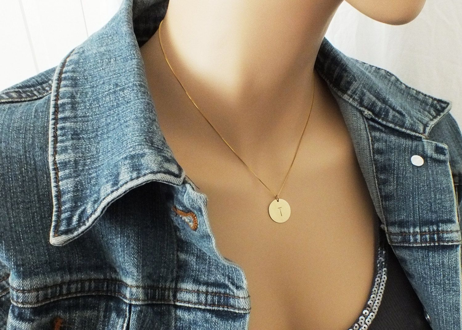 14k Solid Gold Initial Necklace, Custom 14k Solid Gold Initial Charm Necklace 14k Solid Gold