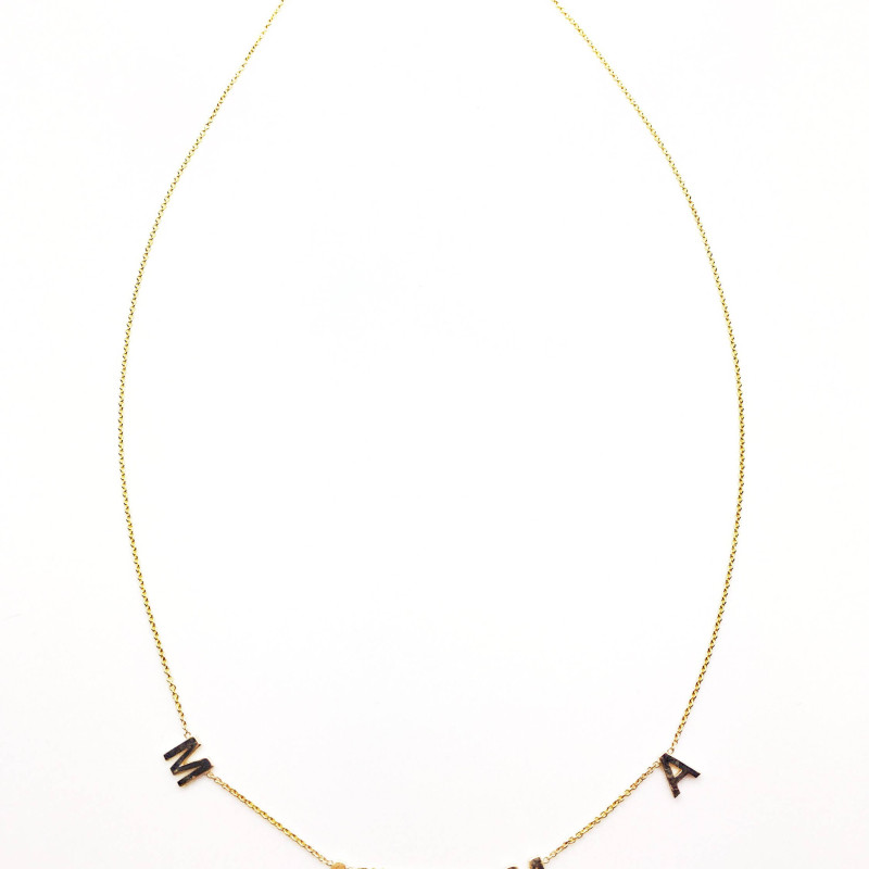 14k Solid Gold Spaced • Letter • Name • Necklace Rose Gold White