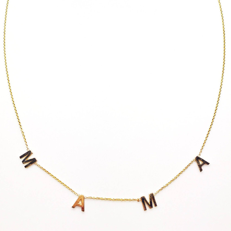 14k Solid Gold Spaced • Letter • Name • Necklace Rose Gold White