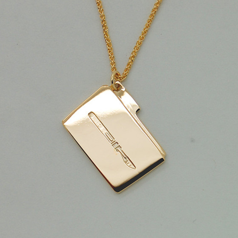 18K Gold Dog Tag Necklace, Custom Mens Necklace, 18K Gold Mens Jewelry Engraved Dog Tag Pendant