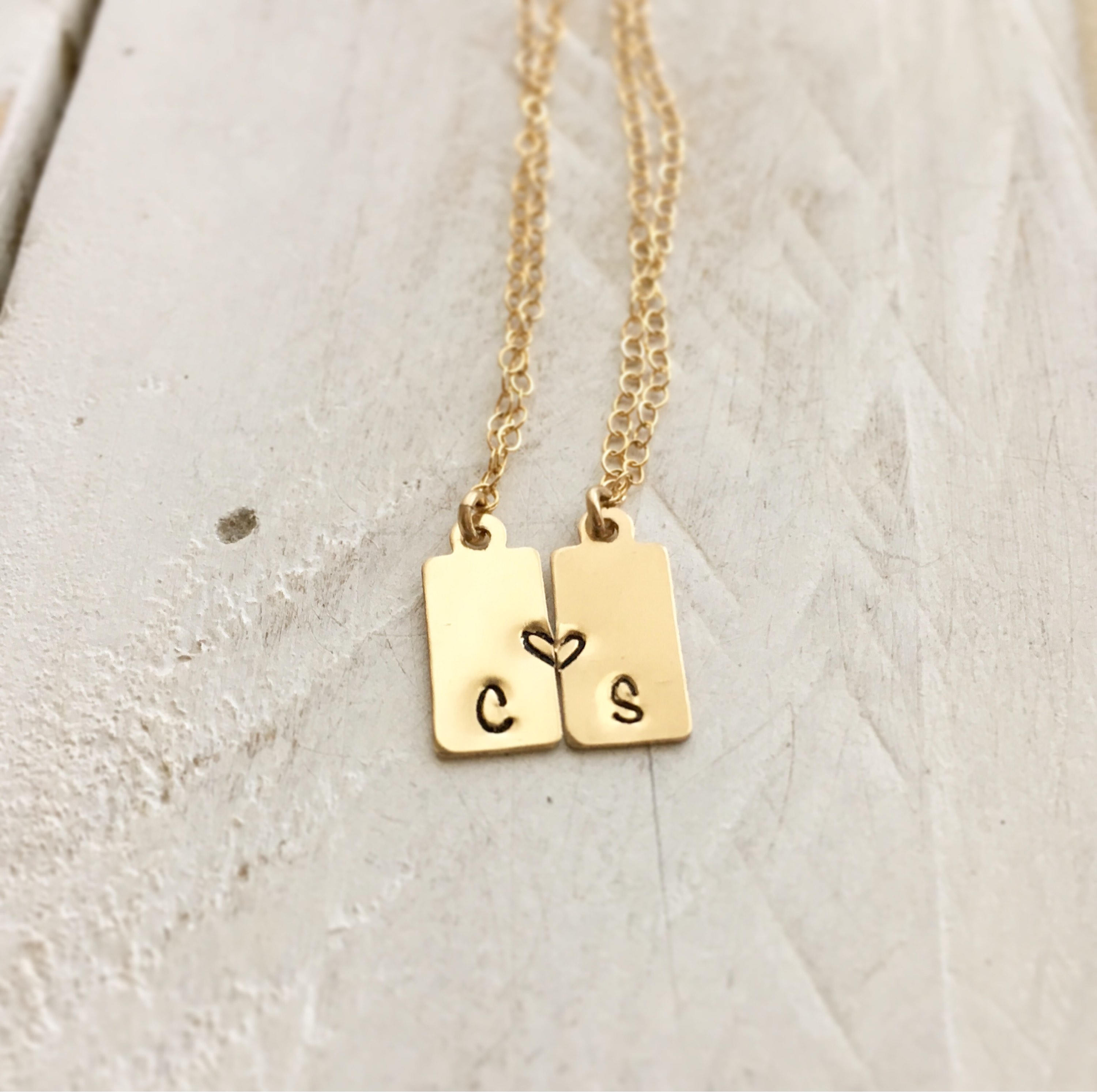 Best Friend Necklace For 2 , Matching Necklaces, Initial Necklace, Long ...