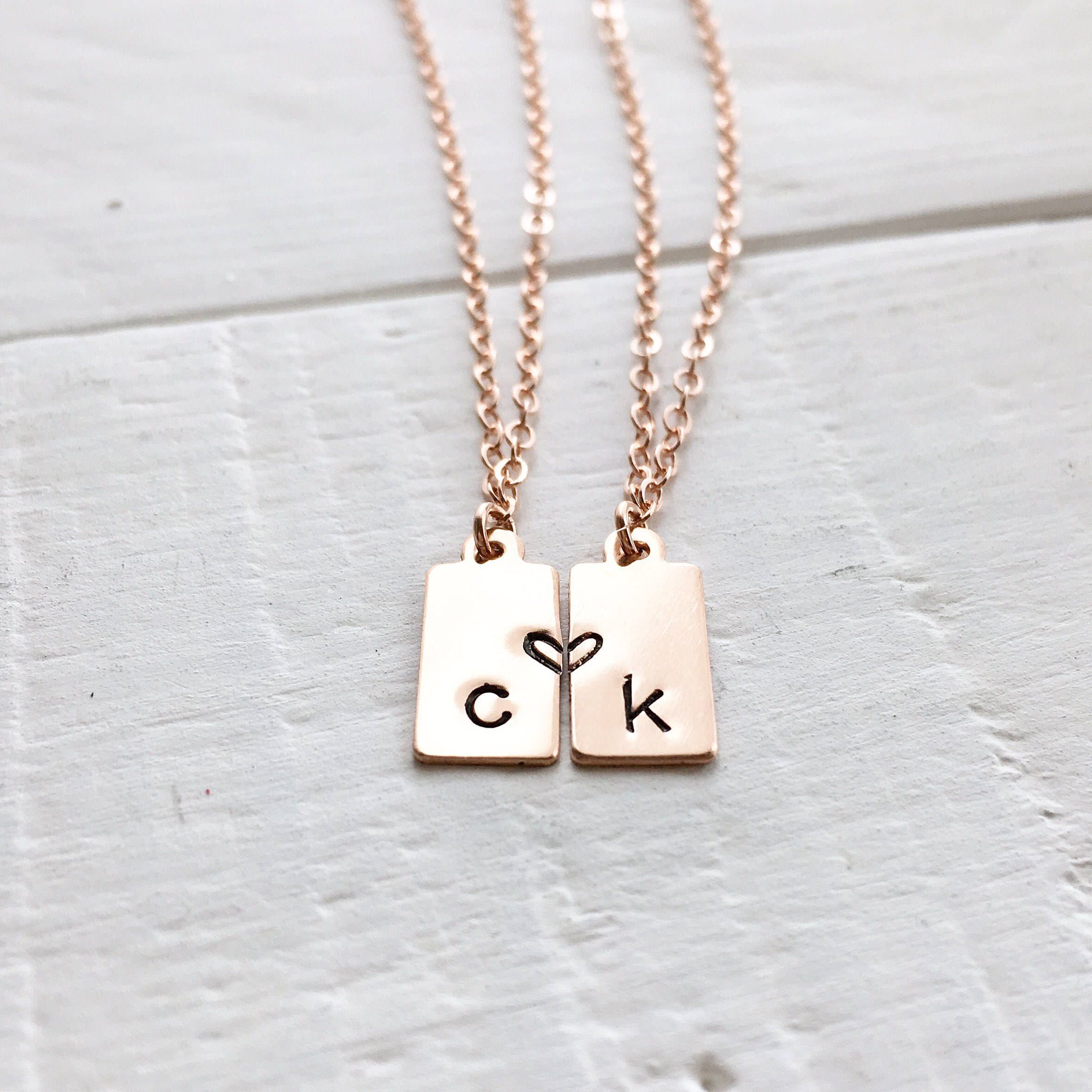 Best Friend Necklace For 2 , Matching Necklaces, Initial Necklace, Long ...