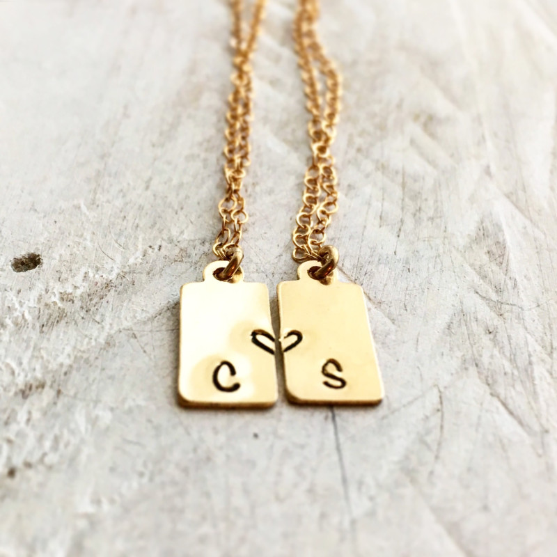 Best Friend Necklace For 2 , Matching Necklaces, Initial Necklace, Long