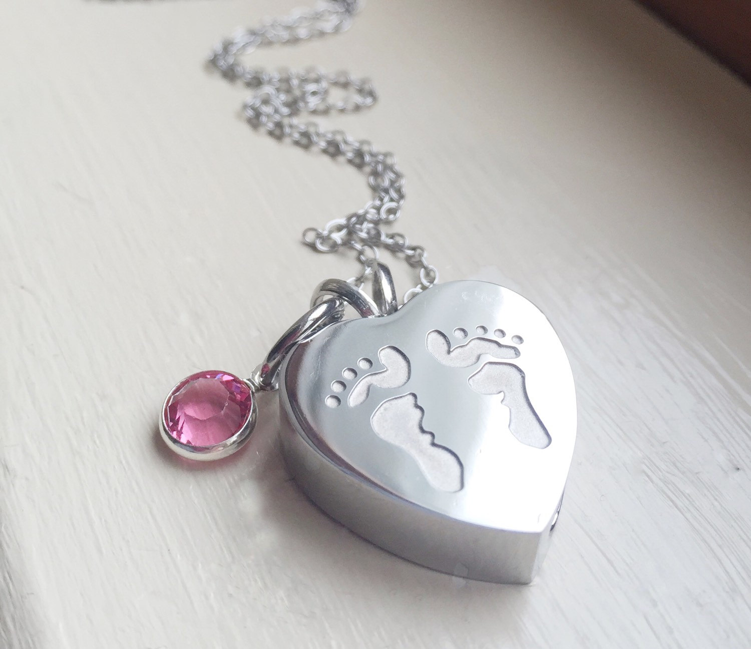 Cremation Urn Infant Loss Remembrance Memorial Necklace Birthstone Baby