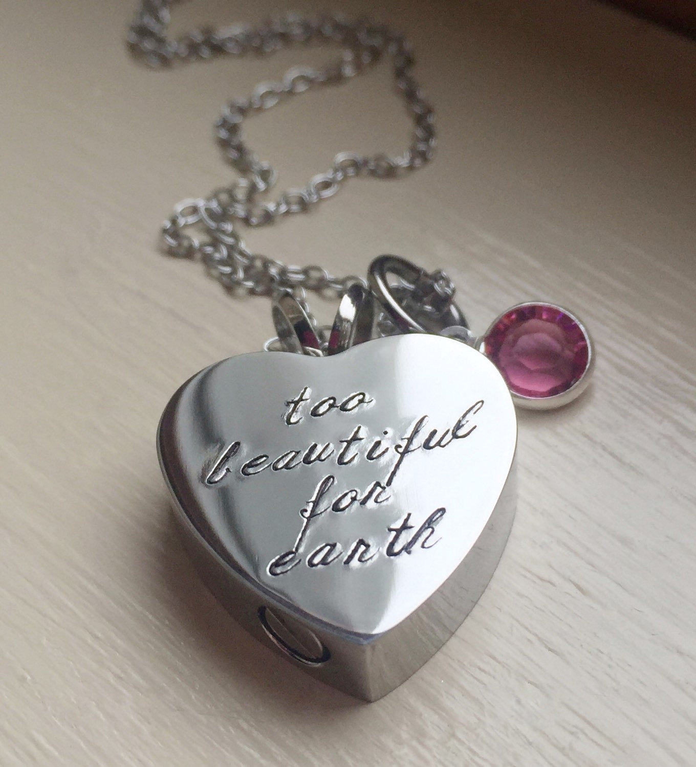 Cremation Urn Infant Loss Remembrance Memorial Necklace Birthstone Baby